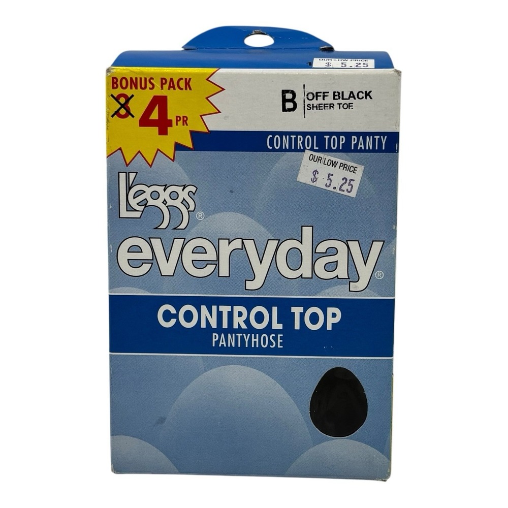 4 Pair‎ Leggs Everyday Control Top Sheer Toe Pantyhose Off Black